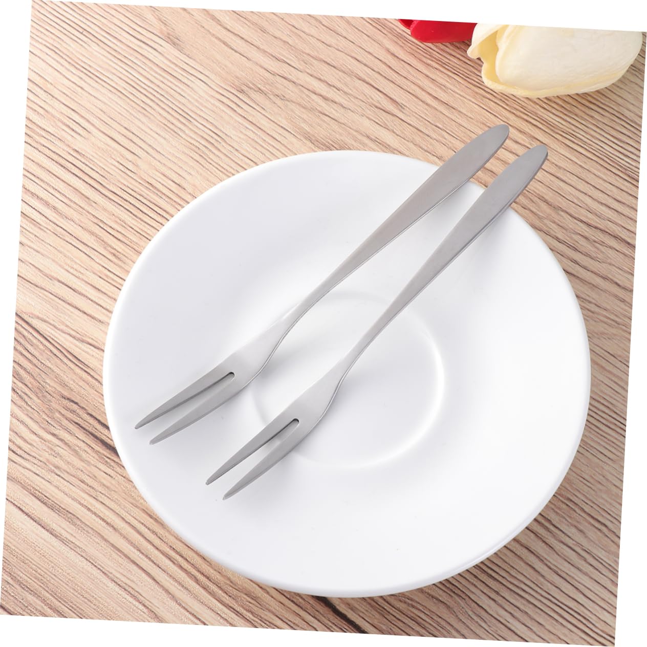 BRIGHTFUFU Stainless Steel Fruit Forks 5 Pack for Cocktail Dessert Cake and Salad Serving