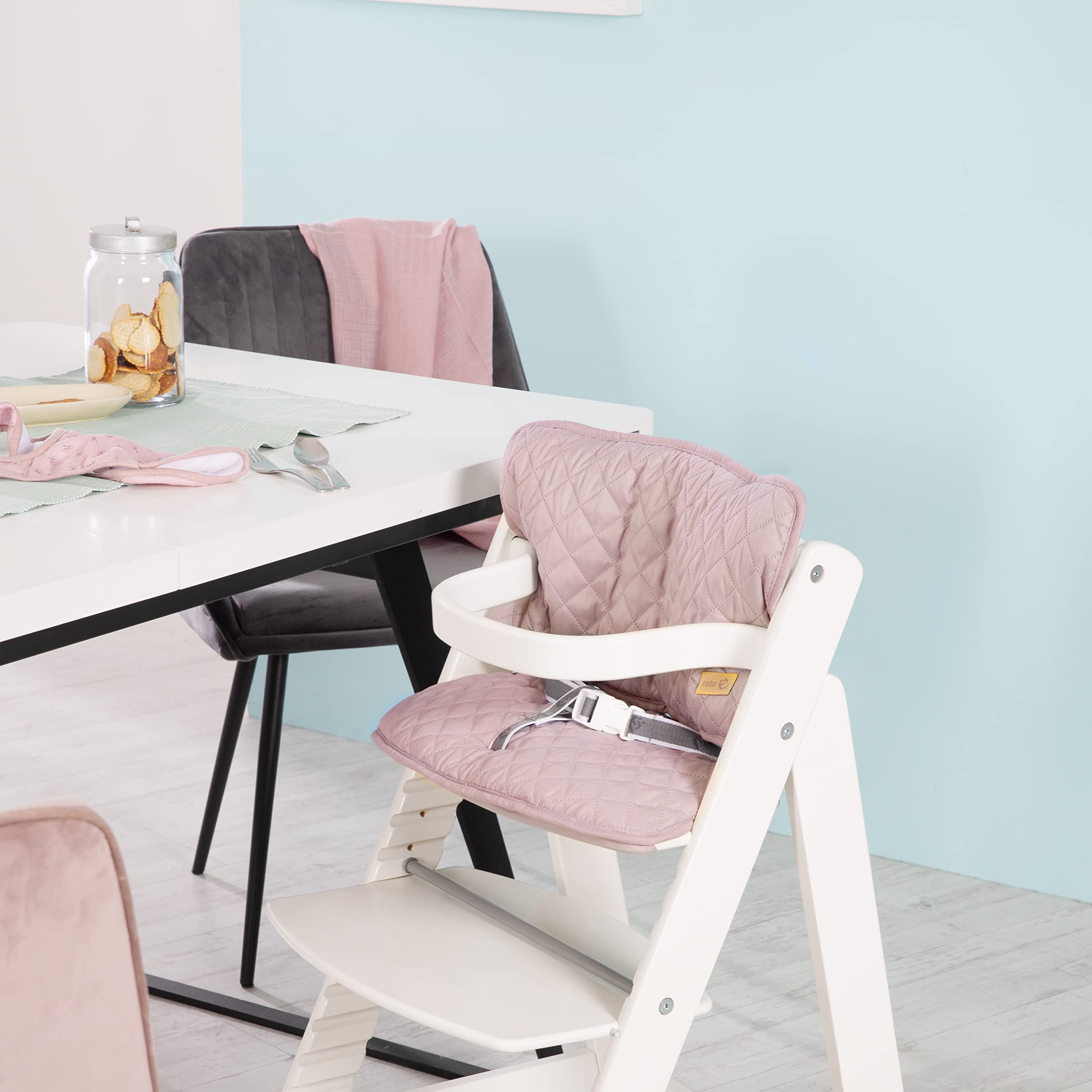 roba Cuscino Riduttore roba Style per Seggiolone, 2 Pezzi, per Modelli Sit Up, Impermeabile, Antimacchia, Universale, Imbottito, con Fodera, Rosa