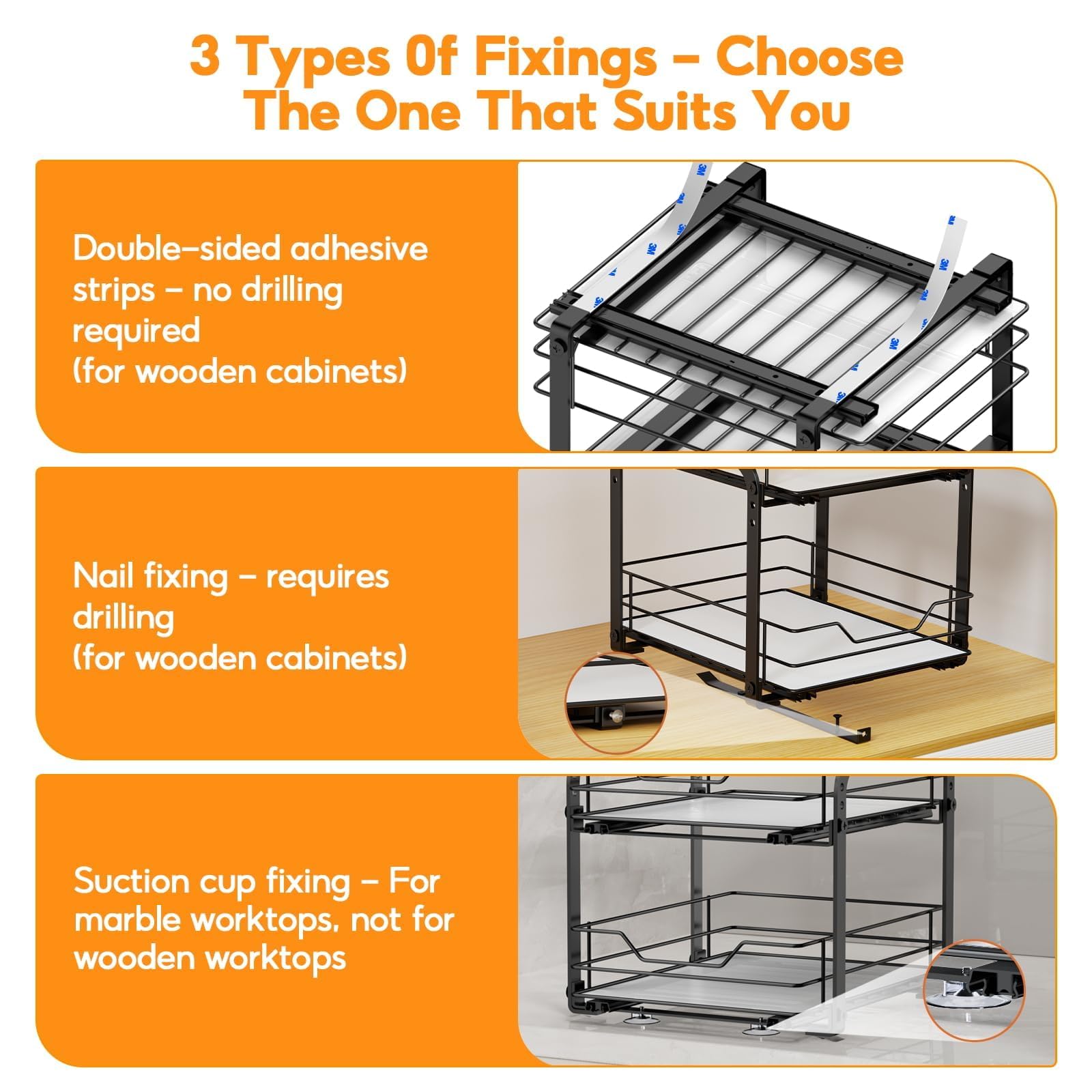 Étagère à épices extensible à 2 étages - Hauteur réglable - Étagère à épices debout - Extensible - Avec autocollant - Pour armoire, cuisine, plan de travail - L 26 x l 34,5 x H 23 cm