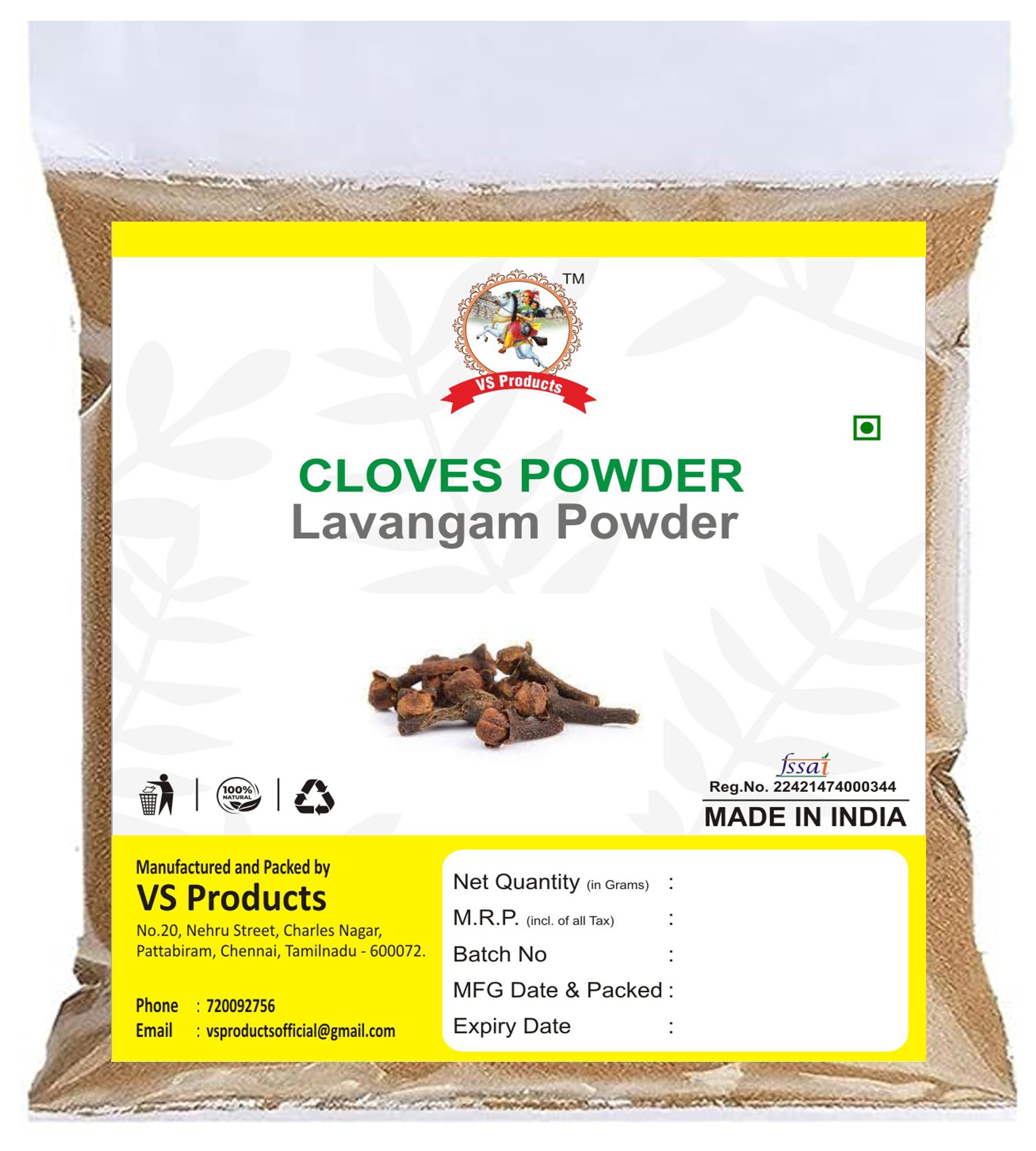 VS Products Cloves Powder 50g | Laung | Lavang | Lavangalu | Lavangam | Grambu | Krambu Powder (B0C7GDZKPS) Amazon Price History, Amazon Price Tracker