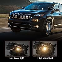 Vista 3 de FIONE para Jeep Cherokee Ensamble de Faros 2014-2018 Lado del Conductor Izquierdo Faros Halógenos con Moldura Negra 68102847AE CH2502249