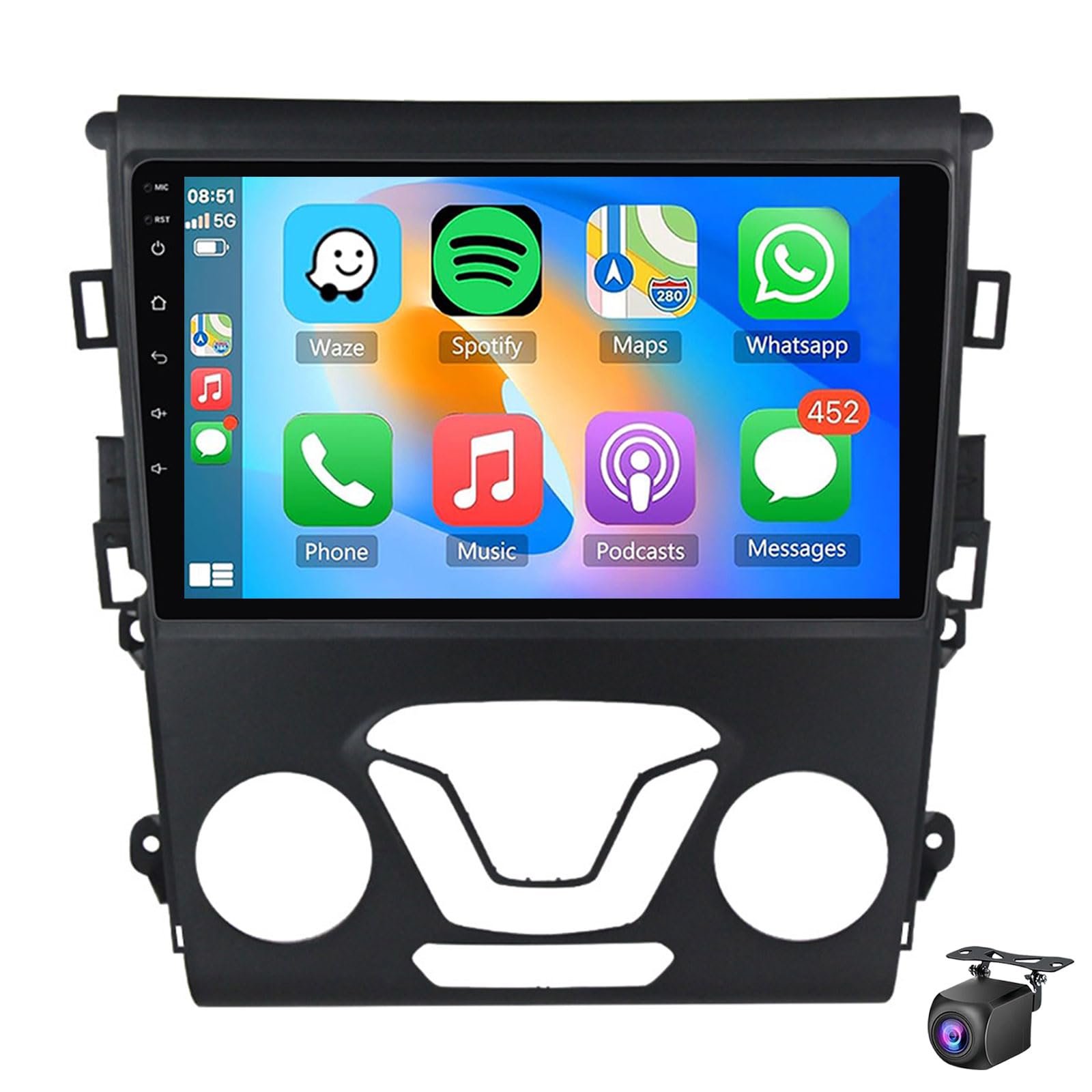 Android 15 Car Stereo For F-ord Mondeo 5 2014-2019 With Wireless Carplay Android Auto 9 Inch Touch Screen Car Radio With GPS Navigation/WiFi/Bluetooth/DSP/EQ/FM RDS/SWC Backup Camer(Size:8Core 8+256G)