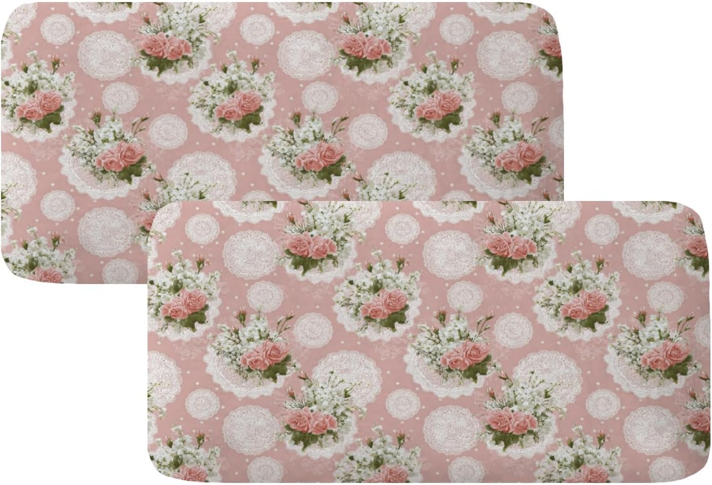 Spring Lace Pink Roses Loveseat Covers Couch Covers for 2 Cushion Couch, 2-Piece Stretch Sofa Slipcovers Anti-Slip Washable Furniture Protectors for Dogs Pets