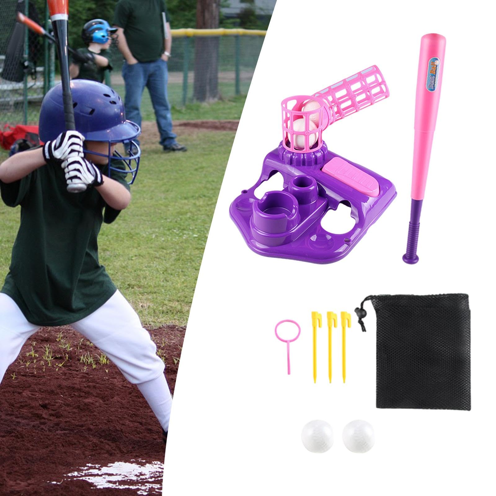 Máquina de Lanzamiento de Béisbol Infantil Máquina de Bateo Equipo de Entrenamiento con Alimentador Automático Y Pedal Material PP a