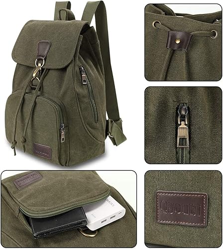 Miniatura 4 de Mochilas de lona a la moda, bolso casual para compras al aire libre, mochila deportiva, senderismo, viajes, bolsa multiusos, Verde, Mochilas de