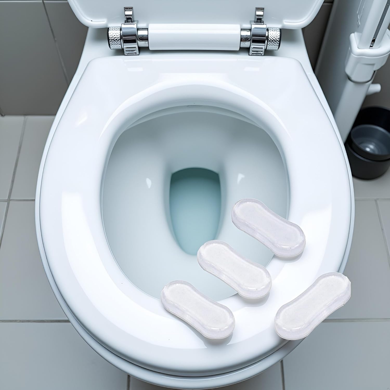 4 Pcs Transparent Toilet Seat Bumper Set, Silicone Strong Adhesive Toilet Seats Lid Bumpers, Toilet Seat Buffers Toilet Lid Rubber Pads for, Home, Hotel and Hospital Toilets, Adhesive Lid Buffers