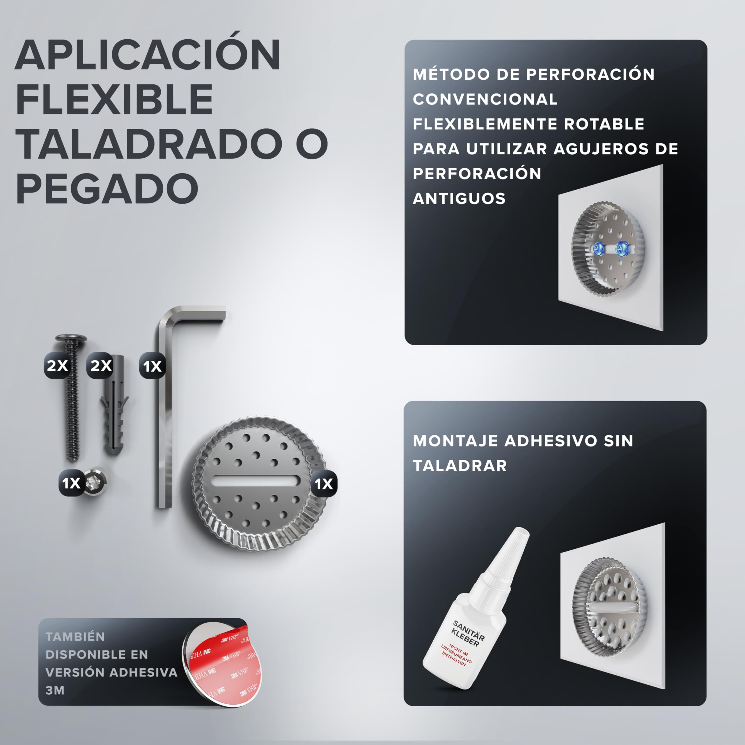 ovimar Anillo de toalla Rubjerg rectangular | acero inoxidable plateado | toallero para taladrar | diseño moderno | fijación en la pared | para el baño, los invitados o la cocina