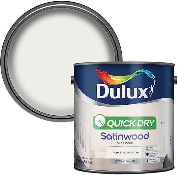 Dulux Quick Dry Satinwood Paint For Wood And Metal Pure Brilliant