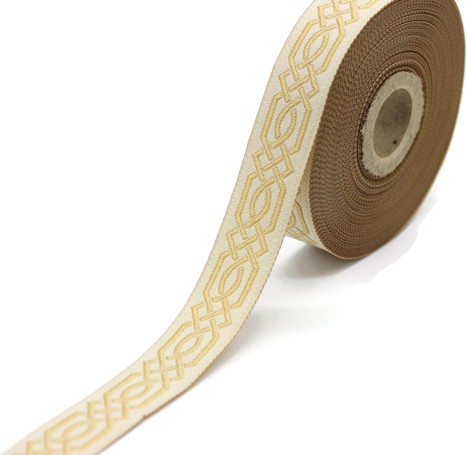 10.9 Yards Spool 0.79 inches Wide Golden Celtic Claddagh Celtic Embroidered Woven Jacquard Ribbon 20272