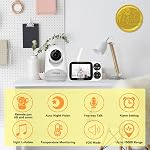 VTimes Video Baby Monitor with 1 Camera, 3.2" IPS Screen Baby Camera Monitor No WiFi Night Vision VOX Mode Pan-Tilt-Zoom Temperature Display 2 Way Audio Lullaby Feeding Alarm and 1000ft Range