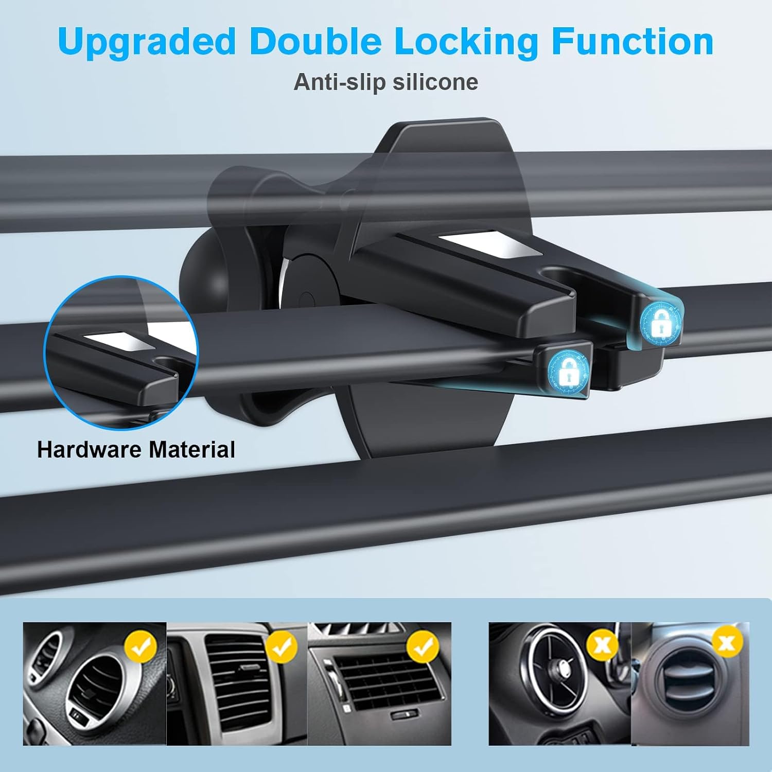 OHLPRO 2Pack Car Air Vent Clip Replacement, [Stable & Anti-Shake] Phone Mount Base with 16mm Ball Head, Heavy Duty Air Vent Holder Compatible with iPhone, Samsung & Most Car Phone Cradles image 3