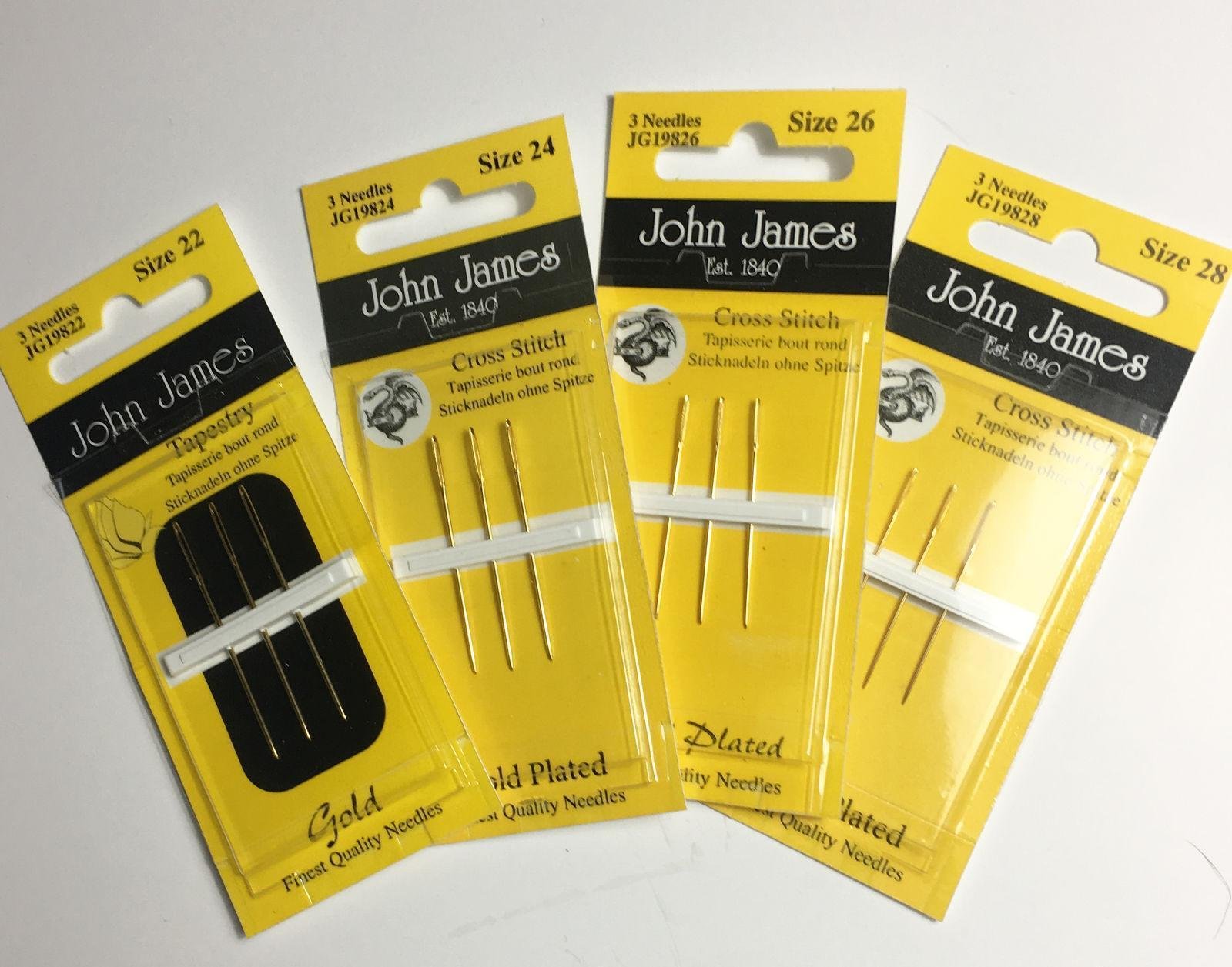 John James Size 26 Gold Cross Stitch Needles(3)