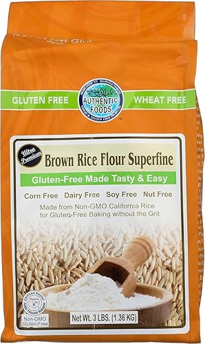 Miniatura 3 de Authentic Foods Paquete variado de harina de arroz superfina, 1 harina de arroz integral (3 libras) + 1 harina de arroz blanco (3 libras)