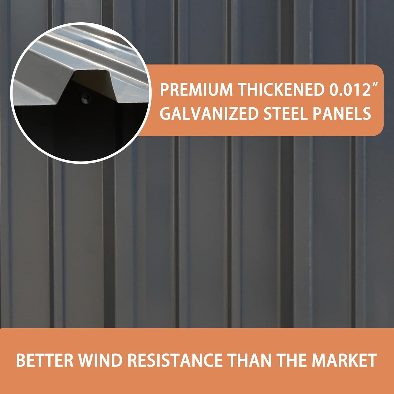 MUPATER 8ft x10 ft Outdoor Storage Shed, Patio Metal Storage Shed Kit with Lockable Doors & Vents, Garden Tools Storage House Galvanized Steel for Backyard, Lawn, Grey