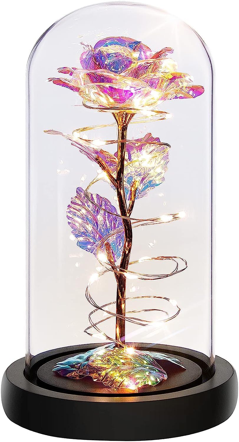 Amazon.com: Enchanted Galaxy Rose with LED Lights – Glass Dome