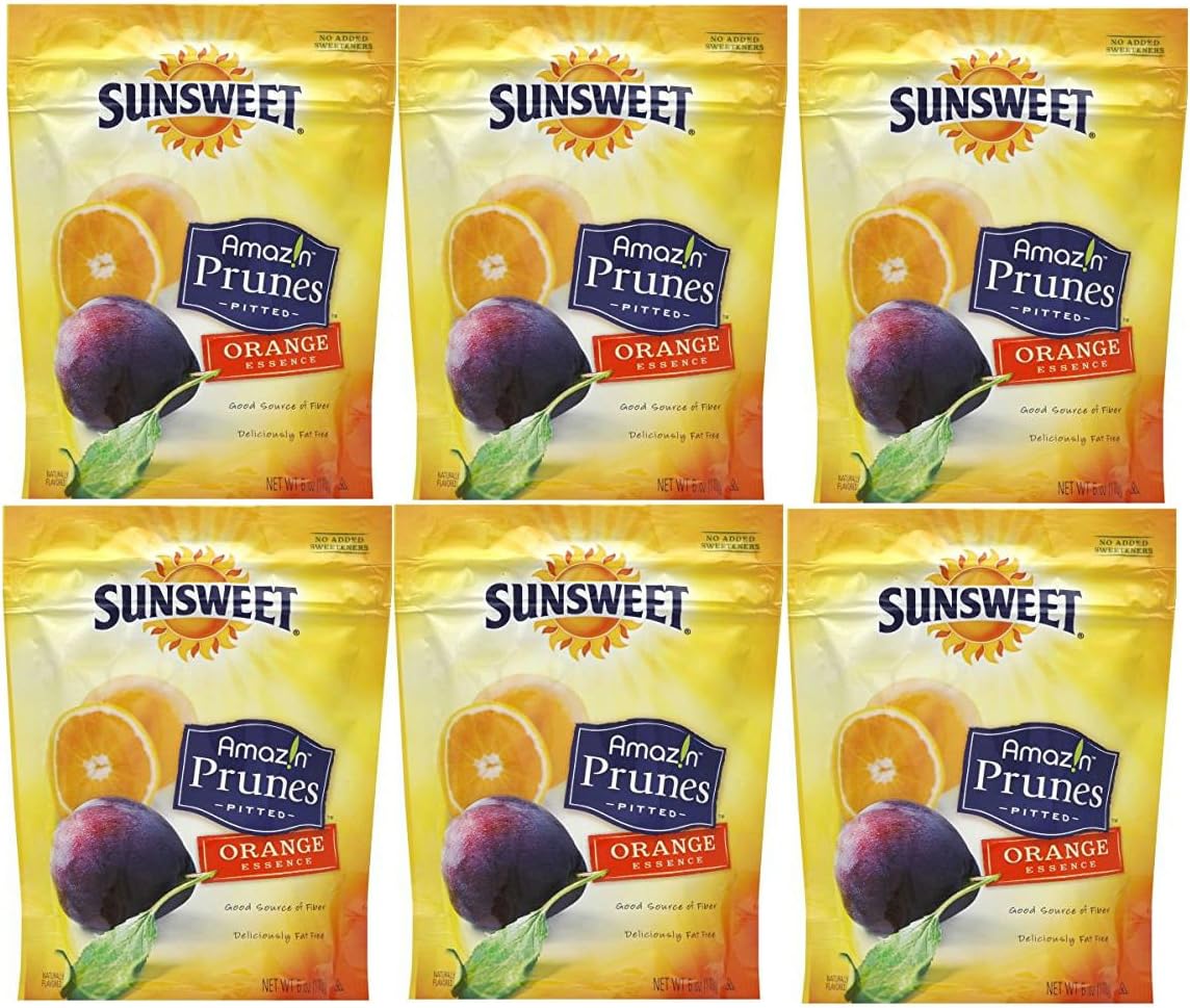 Bundle Sunsweet Amaz!n Prunes, Pitted, Orange Essence 6oz (Pack of 6)