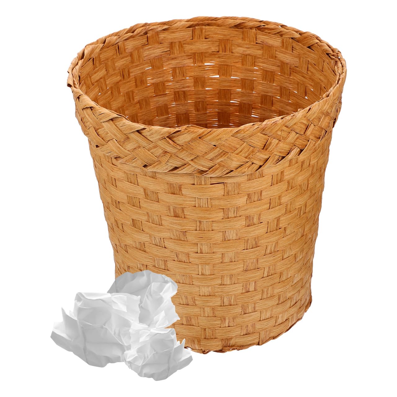 Toyvian Corbeille à Papier en Rotin Papier, Seau de Rangement, Khaki
