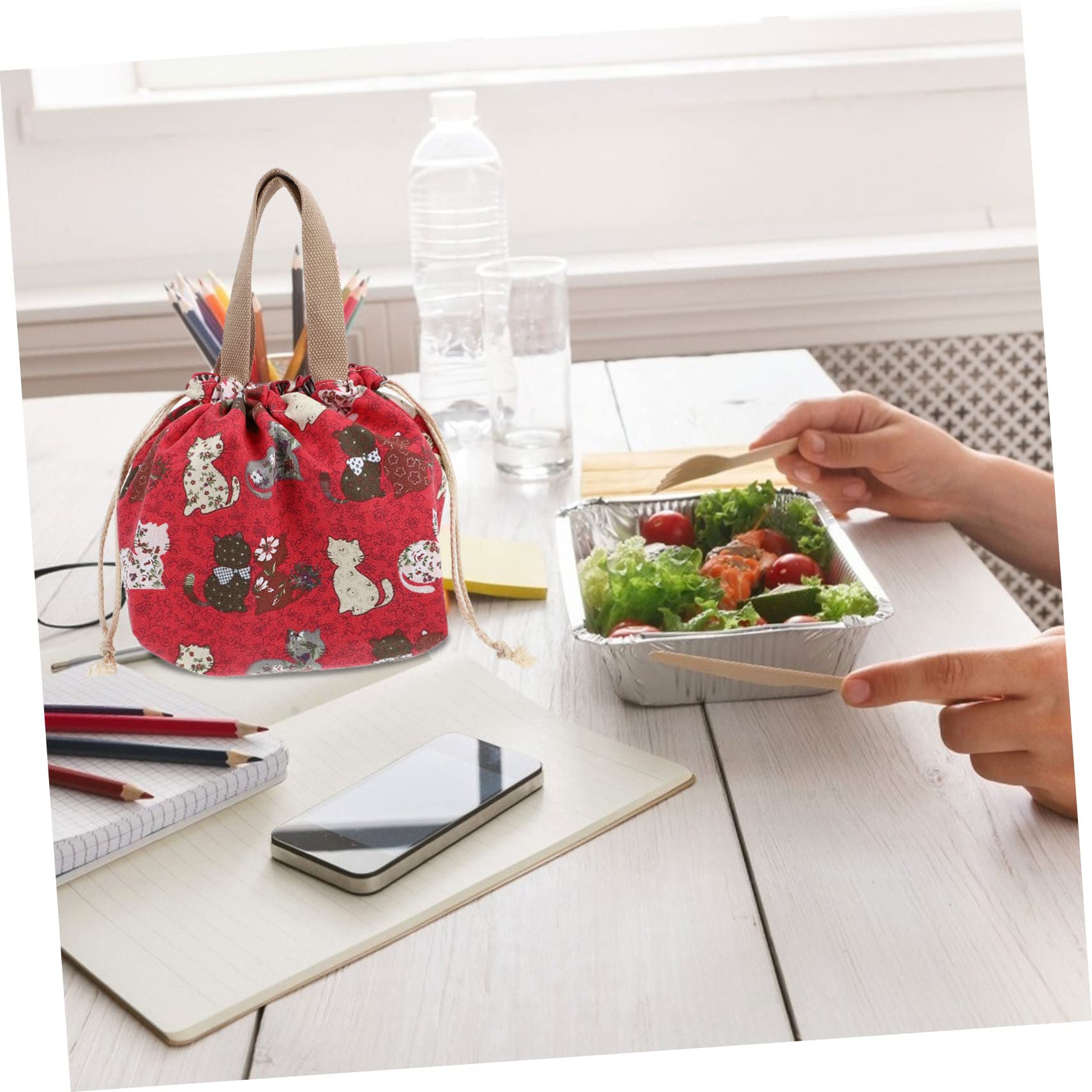TOPBATHY 3piezas Bolsa De Almuerzo Cordón De Japonés Bolsa Bento Adorable Para Picnic y Diseño Práctico y De Llevar