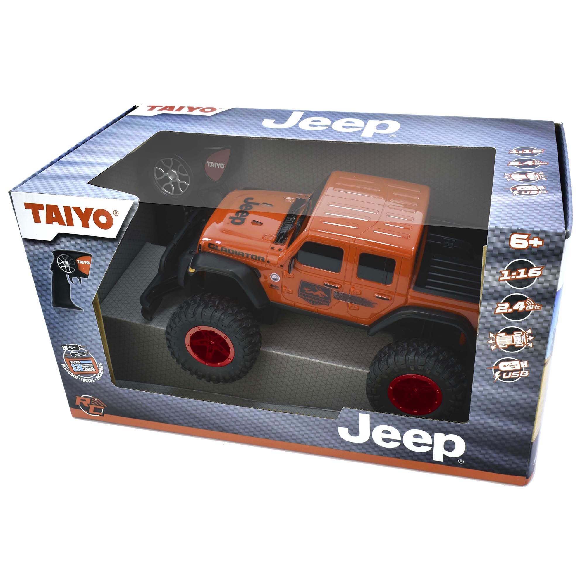 Jeep Gladiator 1:16 Scale R/C - Red - Taiyo, 2.4GHz, Scale Remote Control Vehicle, Authentic Design, Off Road, Controller, Battery Powered Hobby Car