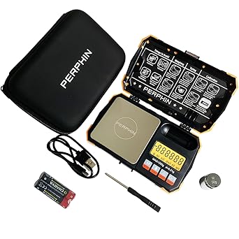 Pocket Scale, Dual Powered, Precision Gram Scale with Zipper Case, Digital Small Coin Scale, Large Backlight Display, 200g x 0.01g, 6 Weighing Units,Cal Weight, USB Cable Included