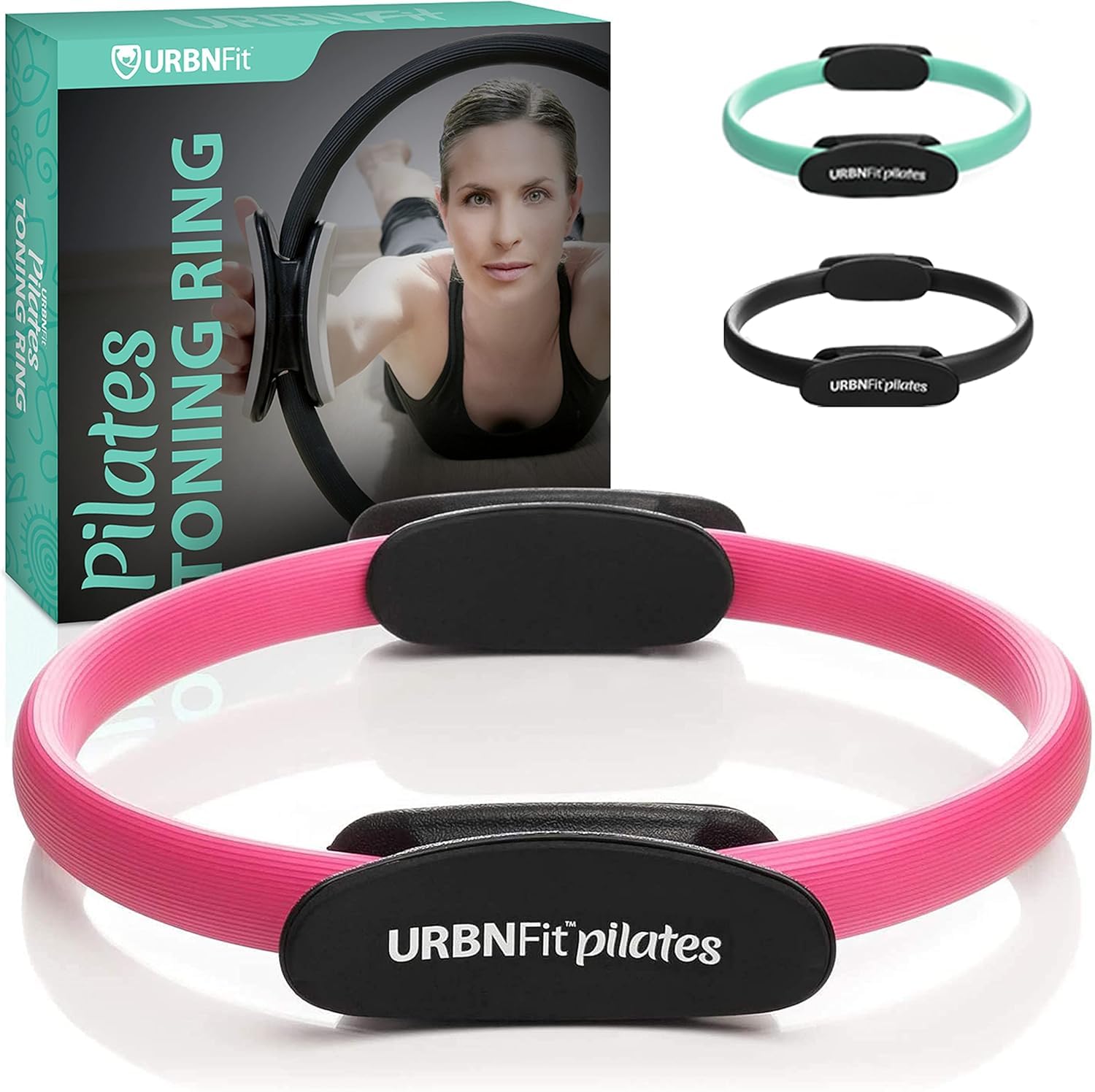 URBNFit Pilates Ring - 12" Magic Circle w/Dual Grip, Foam Pads for Inner Thigh Workout, Toning, Fitness & Pelvic Floor Exercise - Yoga Rings w/Bonus Exercise Guide