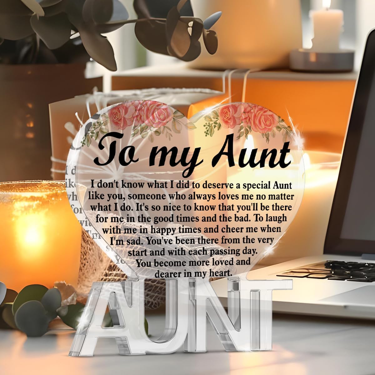 Clear Acrylic Decorative Sign for Aunt - Christmas & Birthday Gift from Niece - Image 4