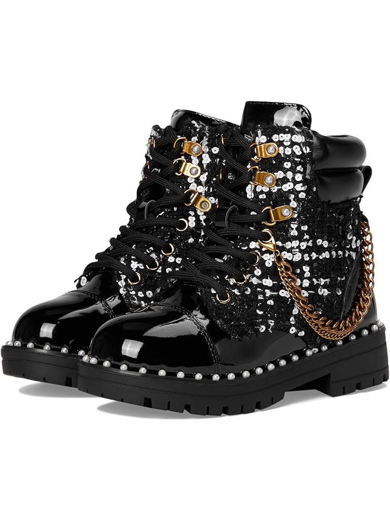 Black Kurt Geiger London Chain Combat Boots (Little Kid/Big Kid)
