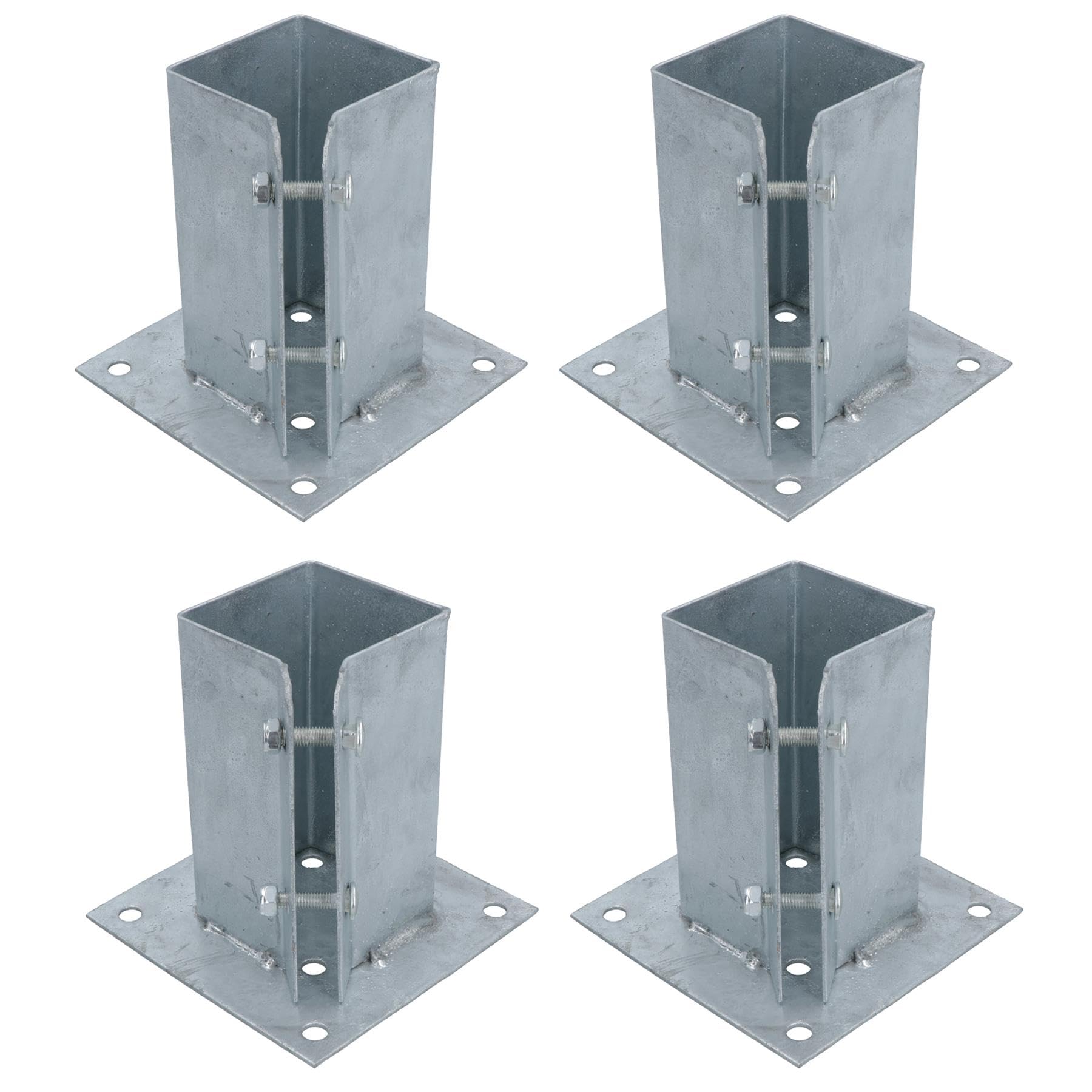 Fence Post Bolt Down Shoe Holder Support Clamp Galvanised 75 x 75mm 4PK