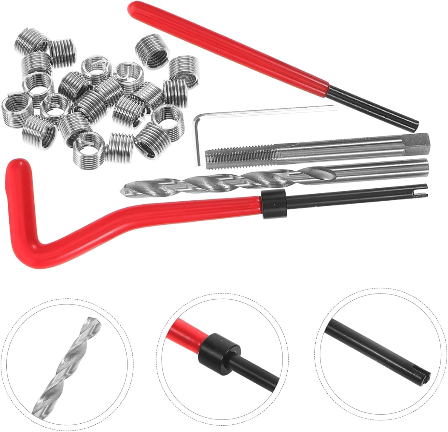 1set Thread Repair Set Metric Inserts Kit for Automotive Maintenance High-Speed Tools for Stripped Thread Repair Fix for Car Mechanics