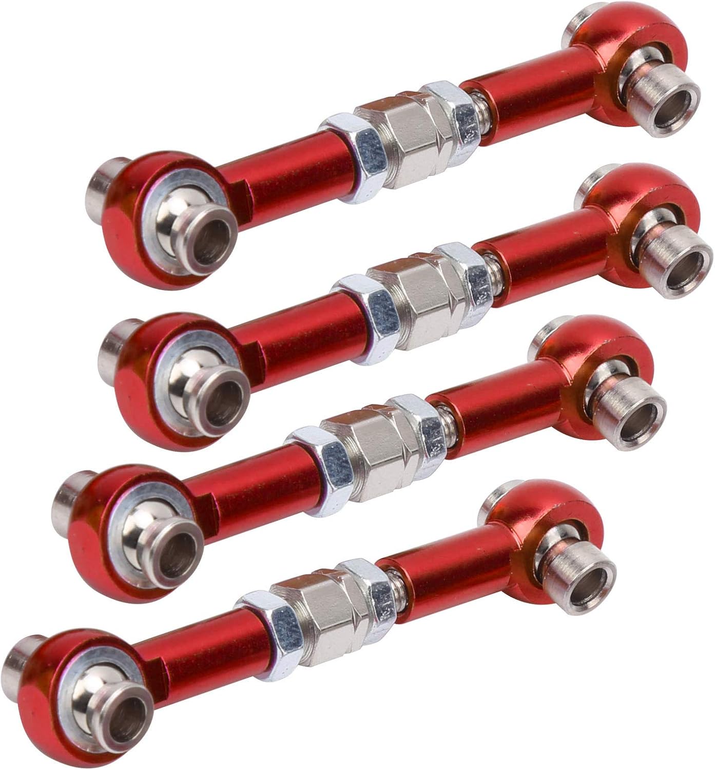 Vbest life 4Pcs RC Steering Linkage Rod, RC Aluminum Alloy Steering Link Rod Upgrade Parts for 94122 1/10 Car(red)