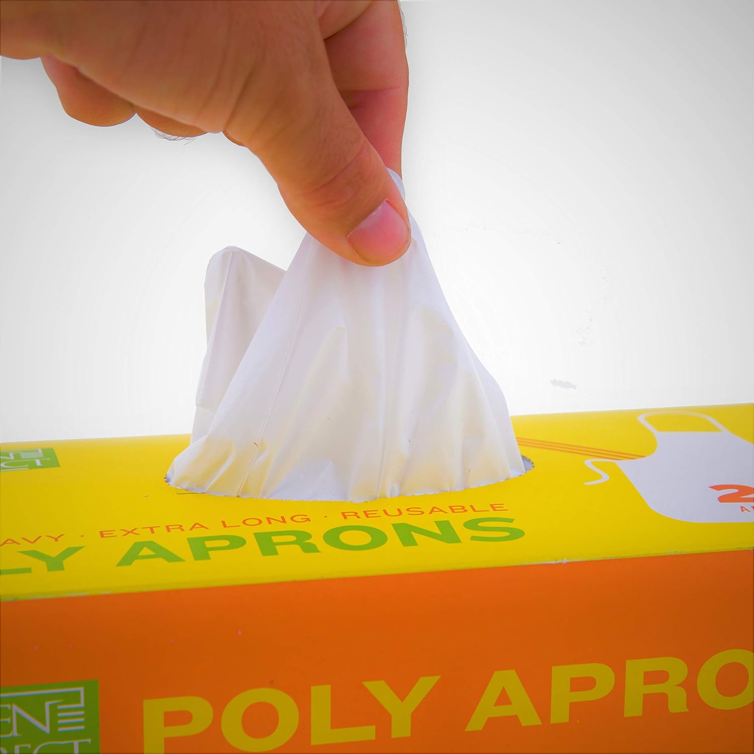 Green Direct White Disposable Plastic Aprons for Kitchen Cooking & Serving