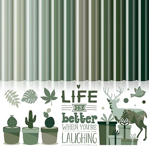 Whaline 12 hojas de vinilo de transferencia de calor verde salvia, varios colores degradados, vinilo adhesivo HTV impreso para ropa, disfraces,