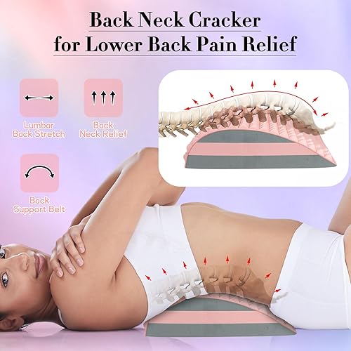 Miniatura 3 de Drydiet 2 piezas de estiramiento de espalda y cuello para alivio del dolor de espalda baja, estirador de cuello, almohada ajustable para escoliosis,