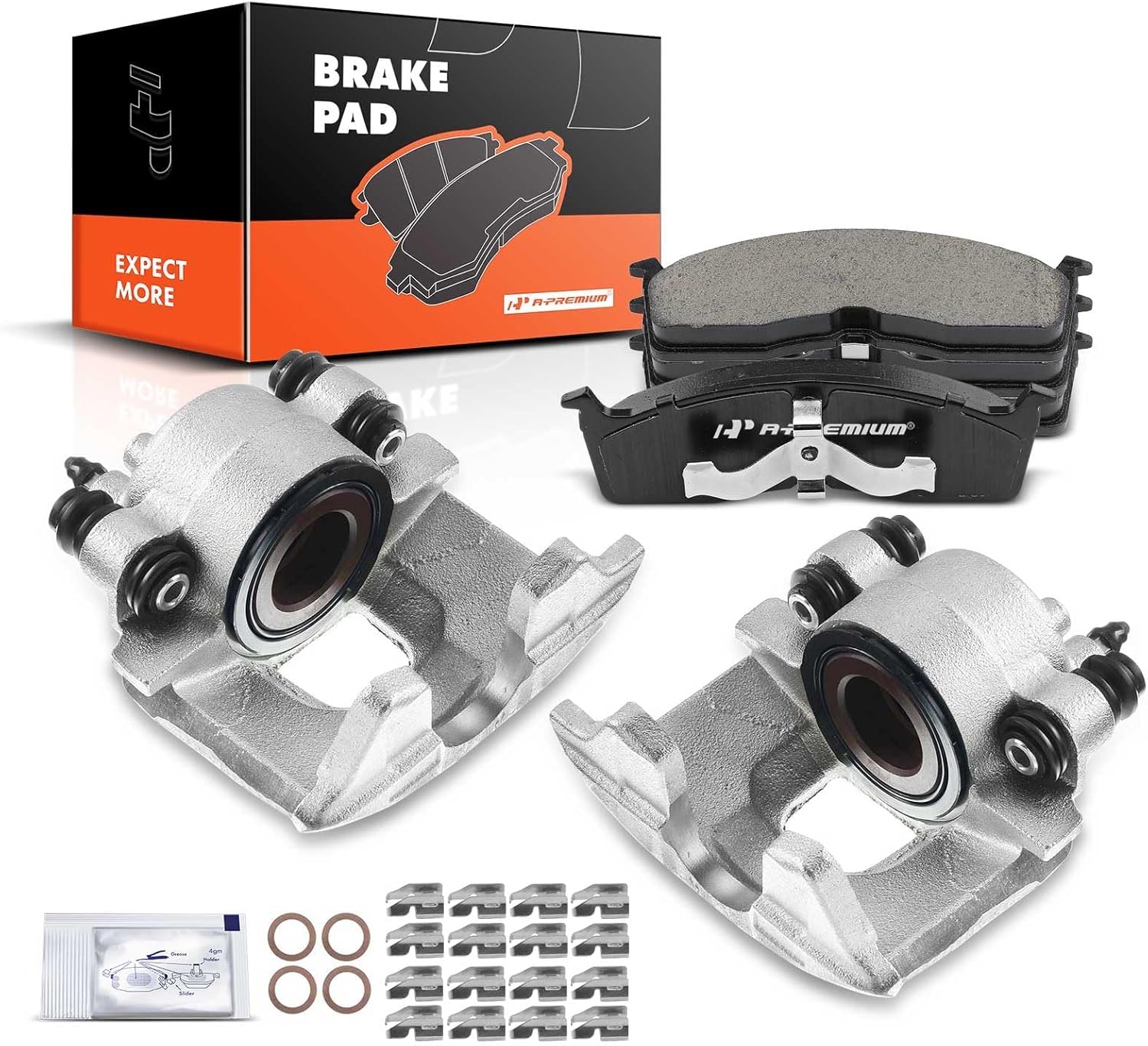A-Premium Front Disc Brake Calipers with Ceramic Pads Compatible with Dodge Intrepid 1998-2004 & Chrysler 300M 1999-2004, Concorde 1998-2004, LHS 1999-2001, Prowler & Plymouth Prowler, 6-PC Set