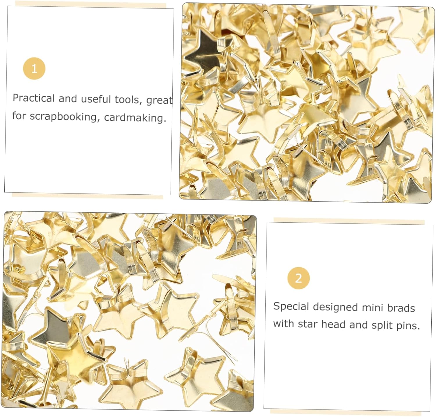 EXCEART 200pcs Star Brads for Scrapbooking and Crafts Decorative Metal Fasteners for Cardmaking and Projects