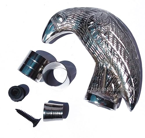 Miniatura 9 de Antique Embossed Solid Brass Raven Crow Head Handle for Walking Stick Canes Shaft