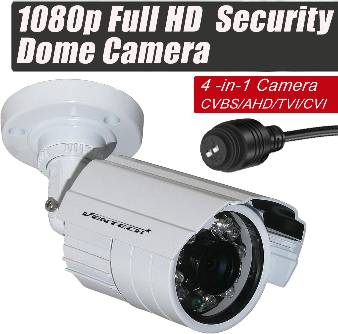 VENTECH Metallic Bullet Security Camera with 4-in-1 video output cable.