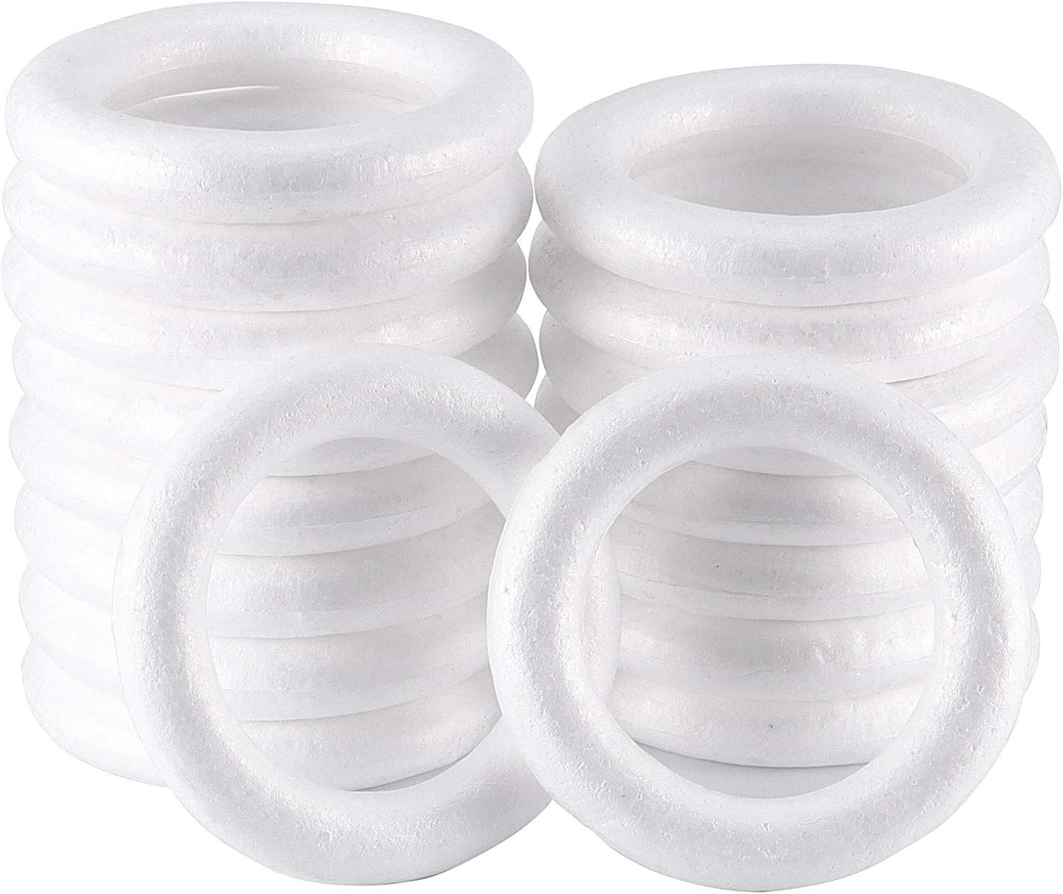 ZOENHOU 30 Pack 5.7 x 1 Inch Craft Foam Wreath, Durable White Polystyrene Foam Ring, Round Foam Wreath for DIY Arts Crafts Floral Projects Decorations