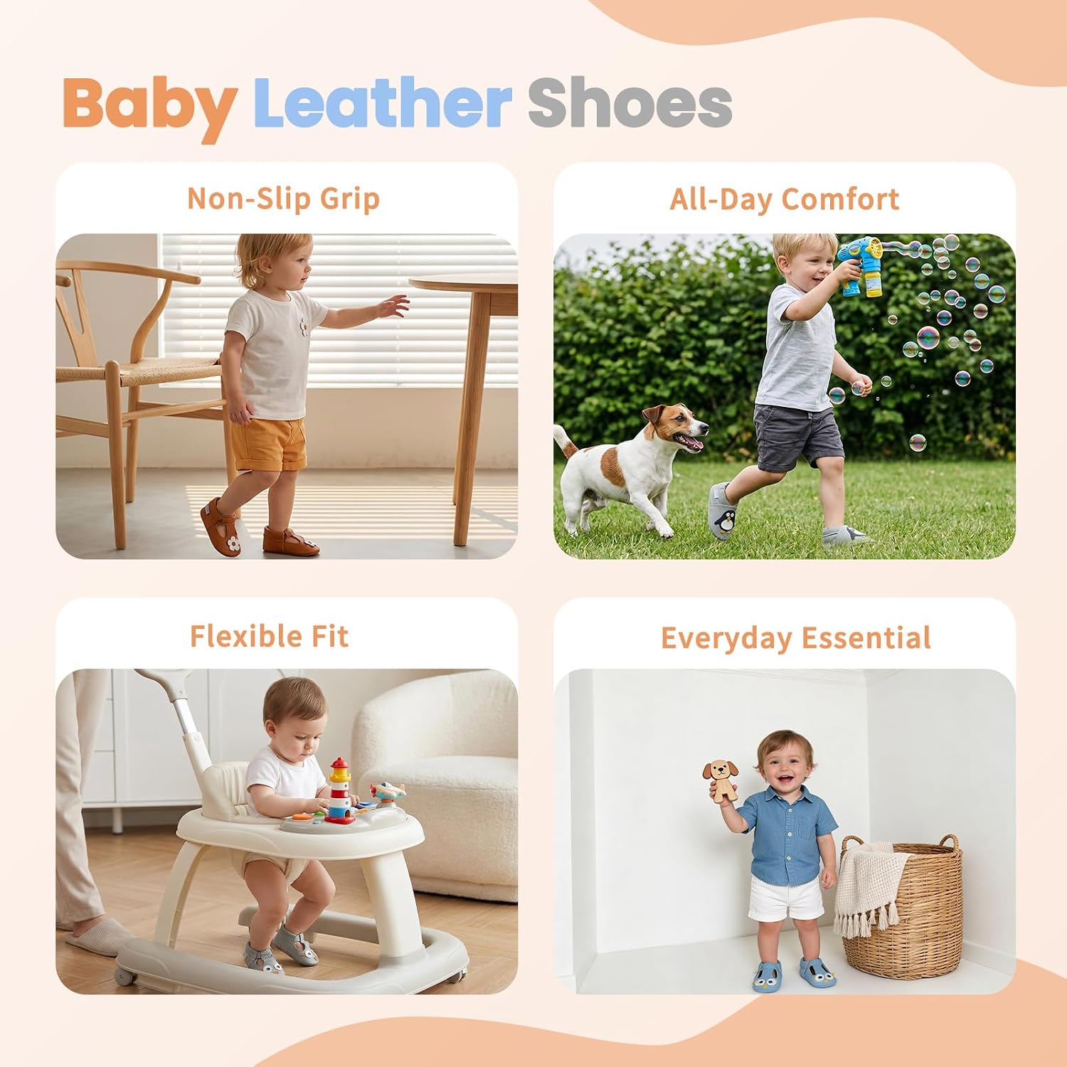 Baby Moccasins Soft Sole Leather Baby Dress Shoes (0-24 Months) | Baby Girls Mary Jane Flats, Non Slip Newborn Infant Toddler First Walker Cirb Shoes