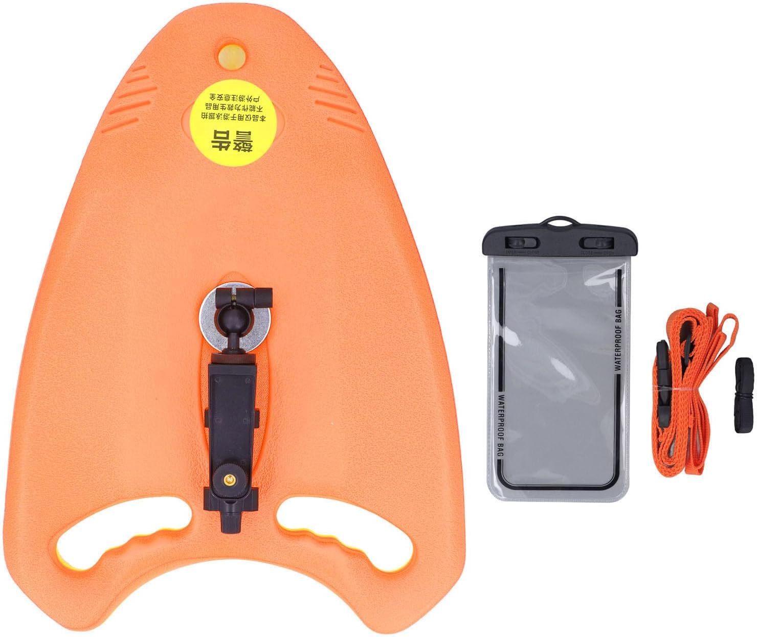 Swim Kickboard with Phone Holder, Enhanced EVA Foam Board, Foldable Bracket for Phones, Action Cameras, Panoramic Cameras (Orange)