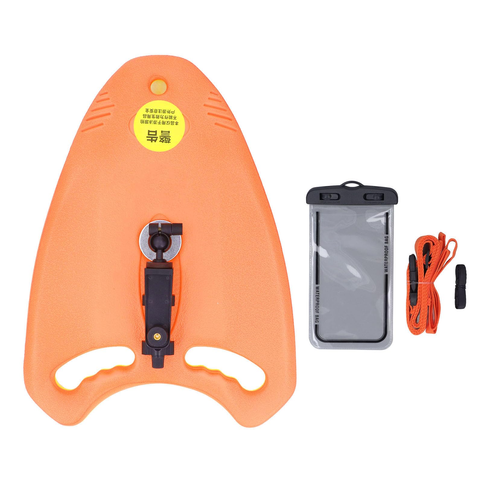 Kuuleyn Swim Kickboard with Phone Holder, Supportive Kick Board, Foldable EVA Foam Swimming Float Board with 1/4 Inch Thread for Panoramic Cameras Action Cameras (Orange)