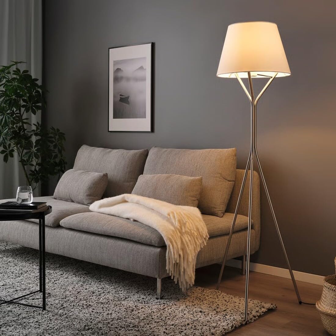 イケア（IKEA） LEDフロアアップライト 読書ランプ 調光可能 ニッケル