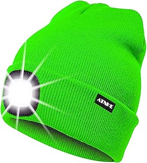 LED Lighted Beanie Cap,USB Rechargeable Running Hat Ultra Bright 4 LED W...