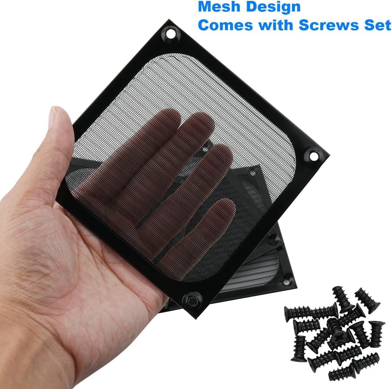 Cosmos 4 Pcs PC Fan Dust Filter PC Case Dust Filter Computer Mesh Filter Cover Grills, Aluminum Frame Mesh with Screws, 120 mm x 120 mm, Black Color