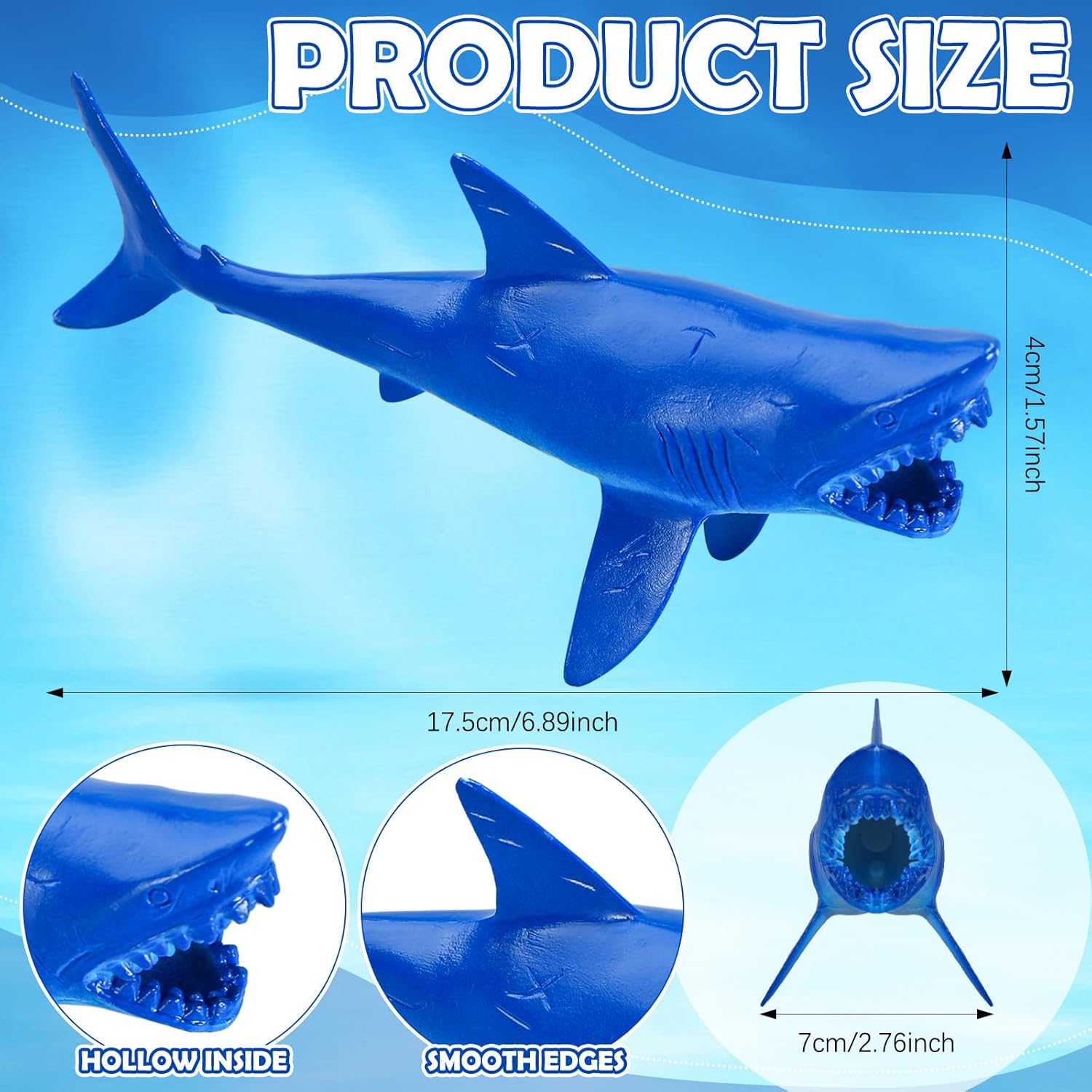 LemonRoad 24 Pcs Plastic Sharks for Drinks Shark for Shot Glass Cups Shark Theme Party Gray and Blue Figurines Decor Supplies Favors for Cocktails, Cake Toppers, Lemonade & More Educational Pool