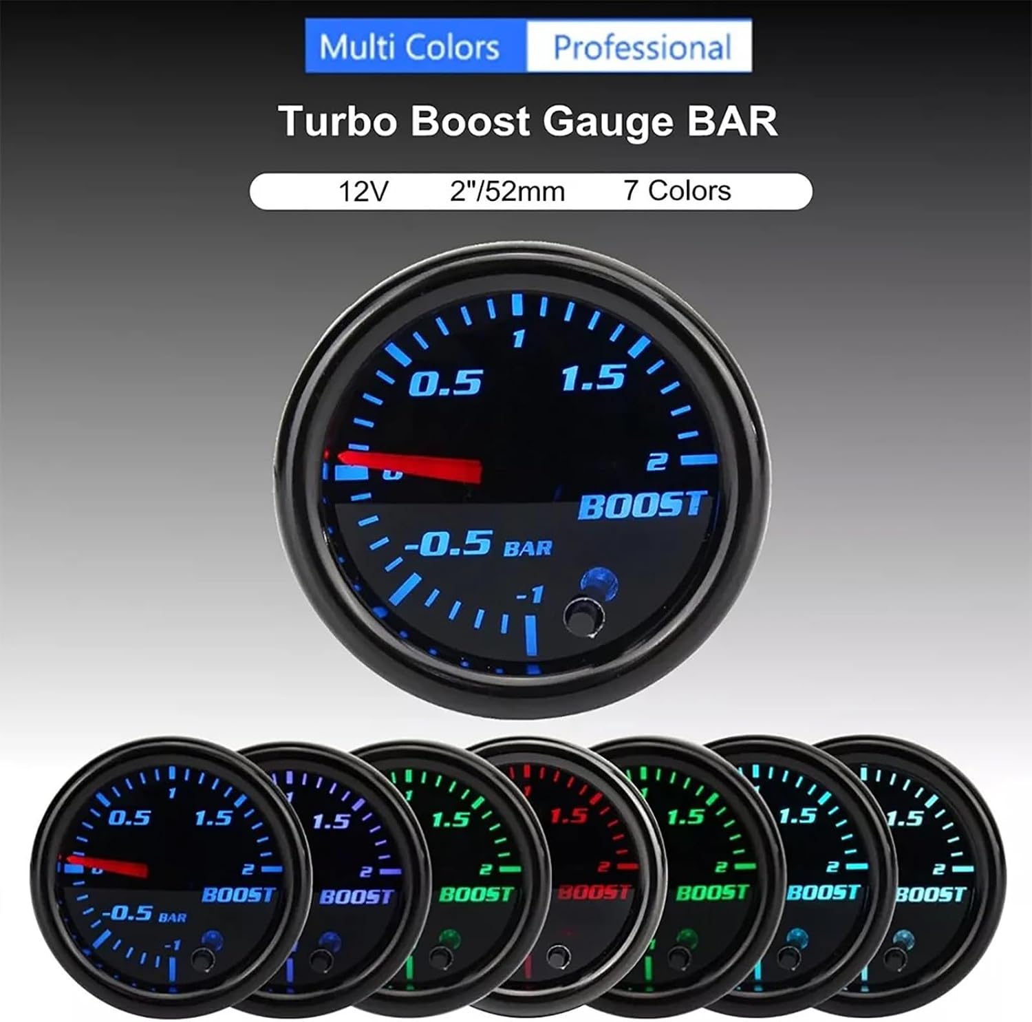 Vehicle Vacuum Gauge 52mm Mechanical Pressure Meter with Red