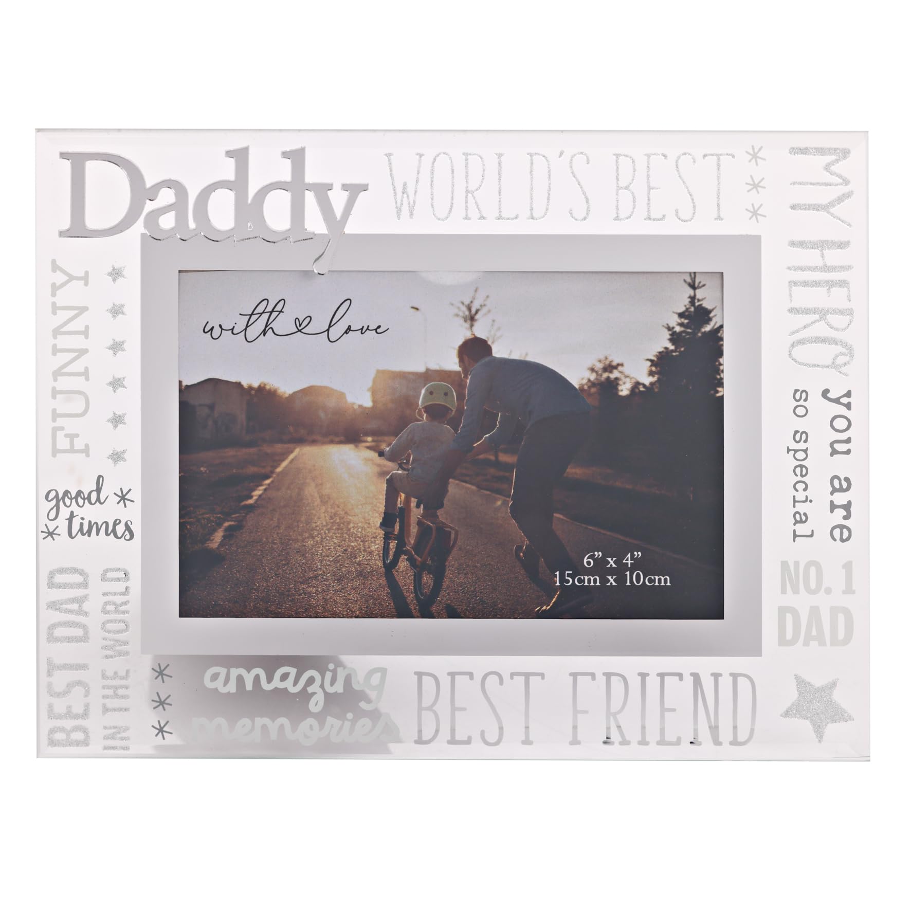 Cadre photo 3D en verre With Love Papa pour célébrer l'amour de vos enfants