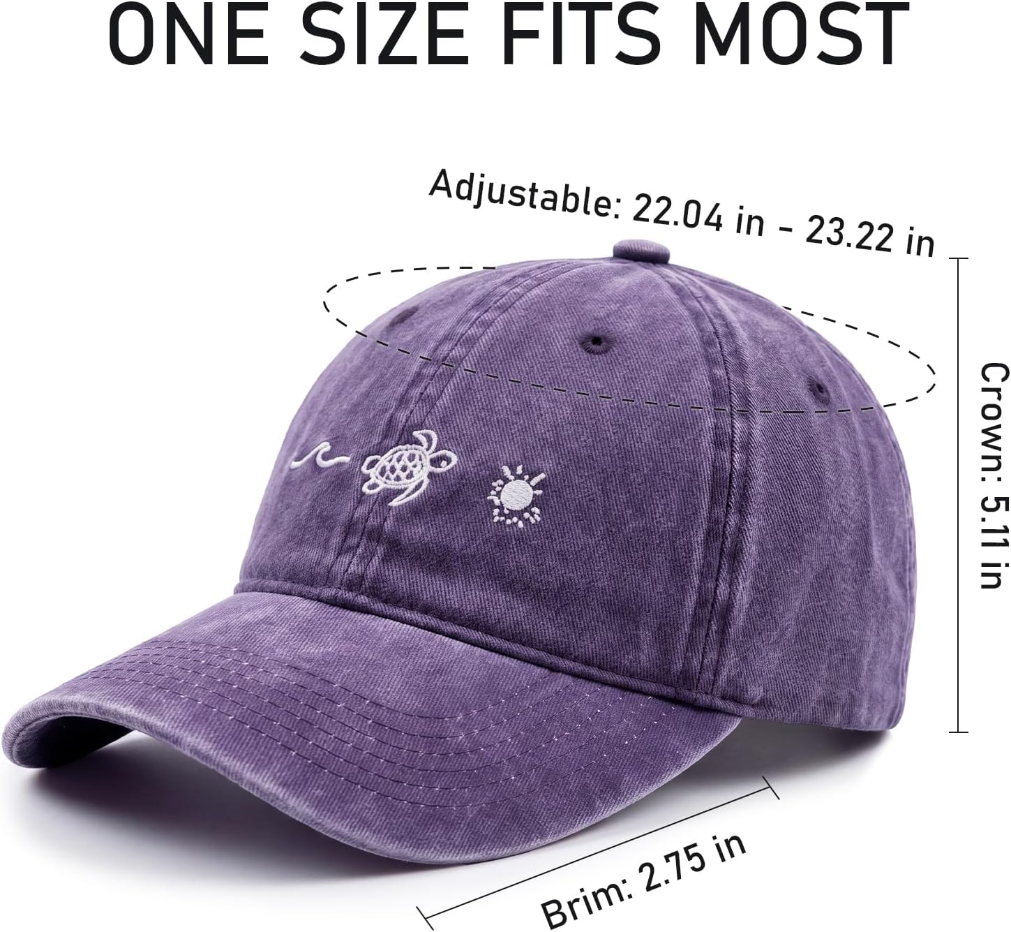Womens Beach Baseball Hats Sea Turtle Sun Graphic Hawaiian Hats Embroidered Adjustable Unisex Summer Vacation Caps