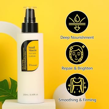 DISAAR Beauty Snail Mucin Serum Lotion Deep Noirishment Repair Firming 250ml