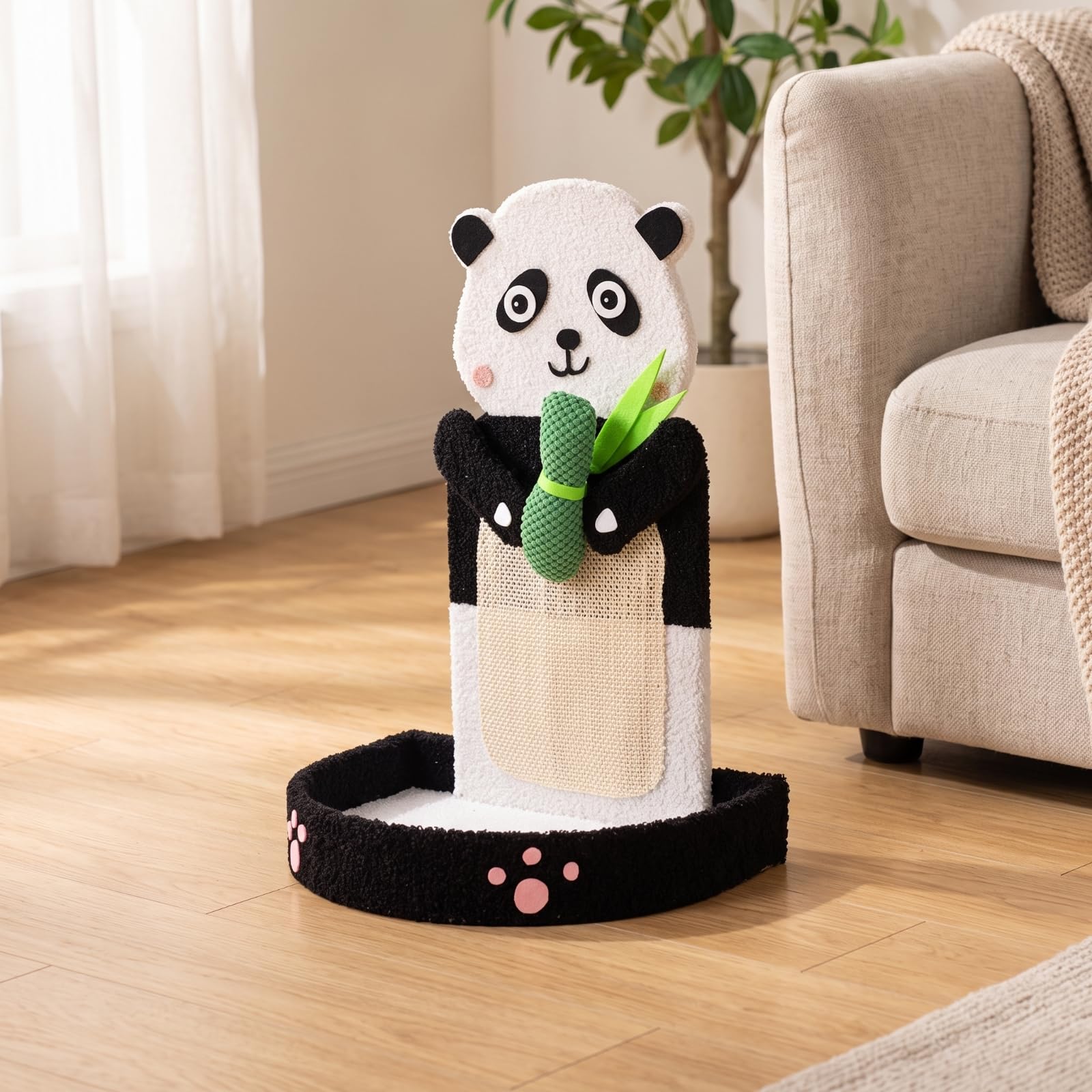 Tiragraffi per Gatti Tiragraffi Colonna Palestra Lettino Cuccia con Palo Rivestito in Sisal E Base Imbottita con Zona Riposo Integrata E Gioco Sospeso